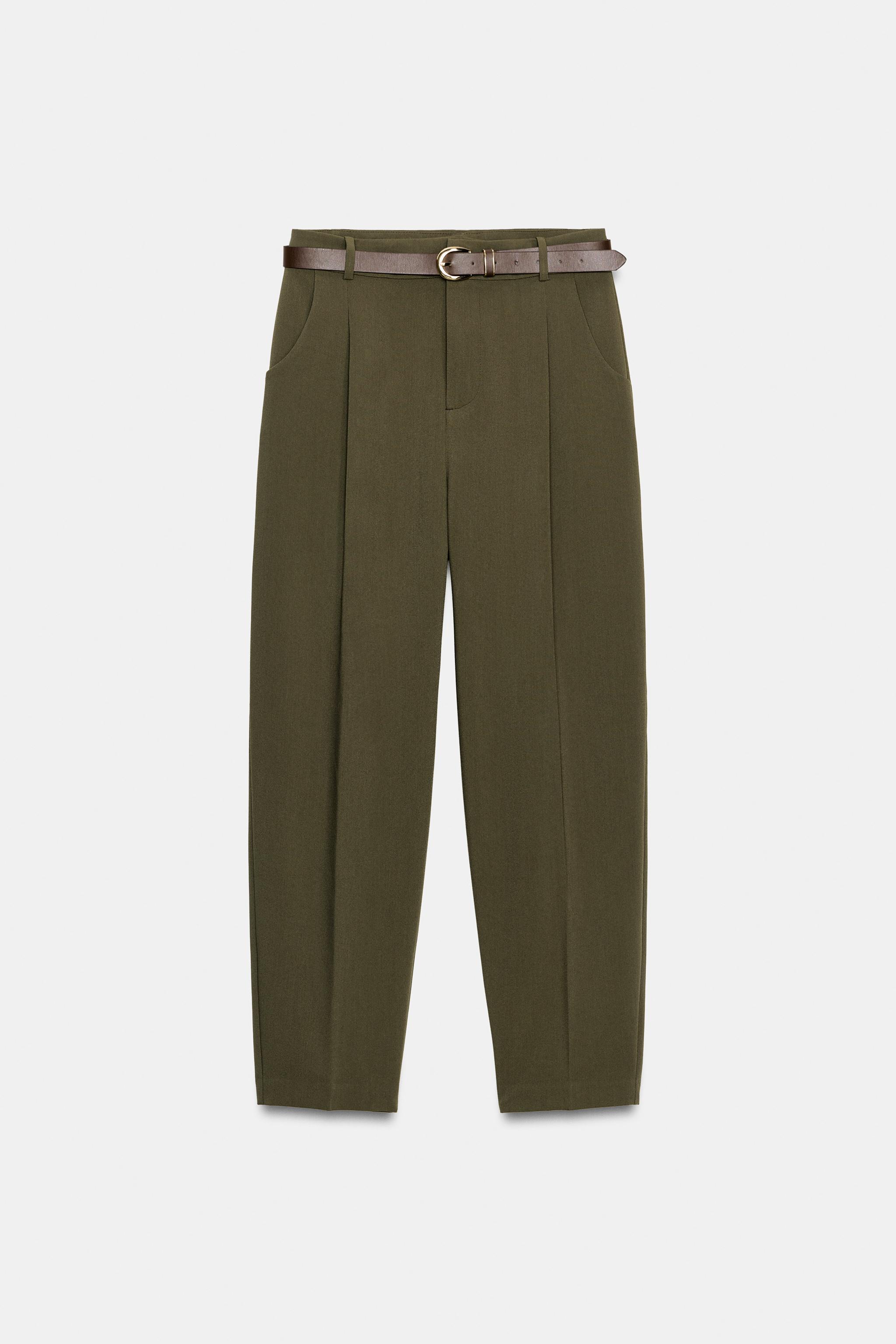 BELTED PLEATED PANTS
