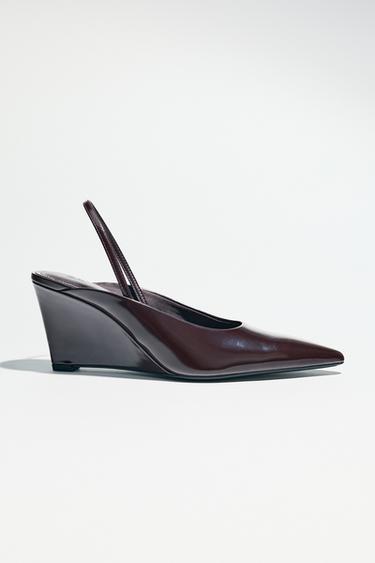 Zara WEDGE HEEL SHOES - Burgundy Red