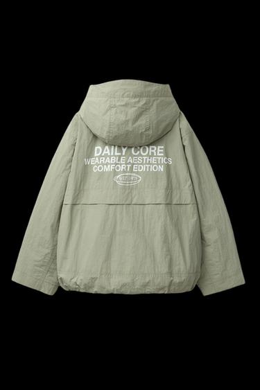 Zara HOODED WATER REPELLENT RAINCOAT - Greenish