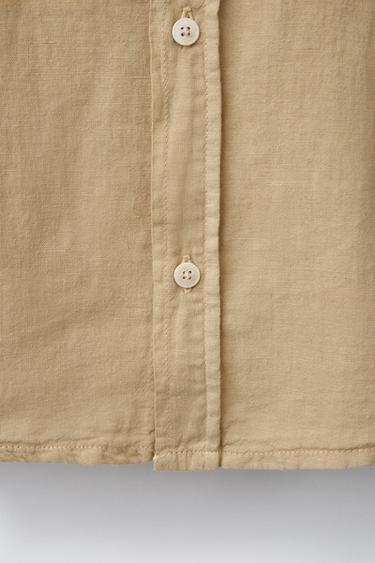 COTTON LINEN STAND COLLAR SHIRT - Sand by Zara - Image 3