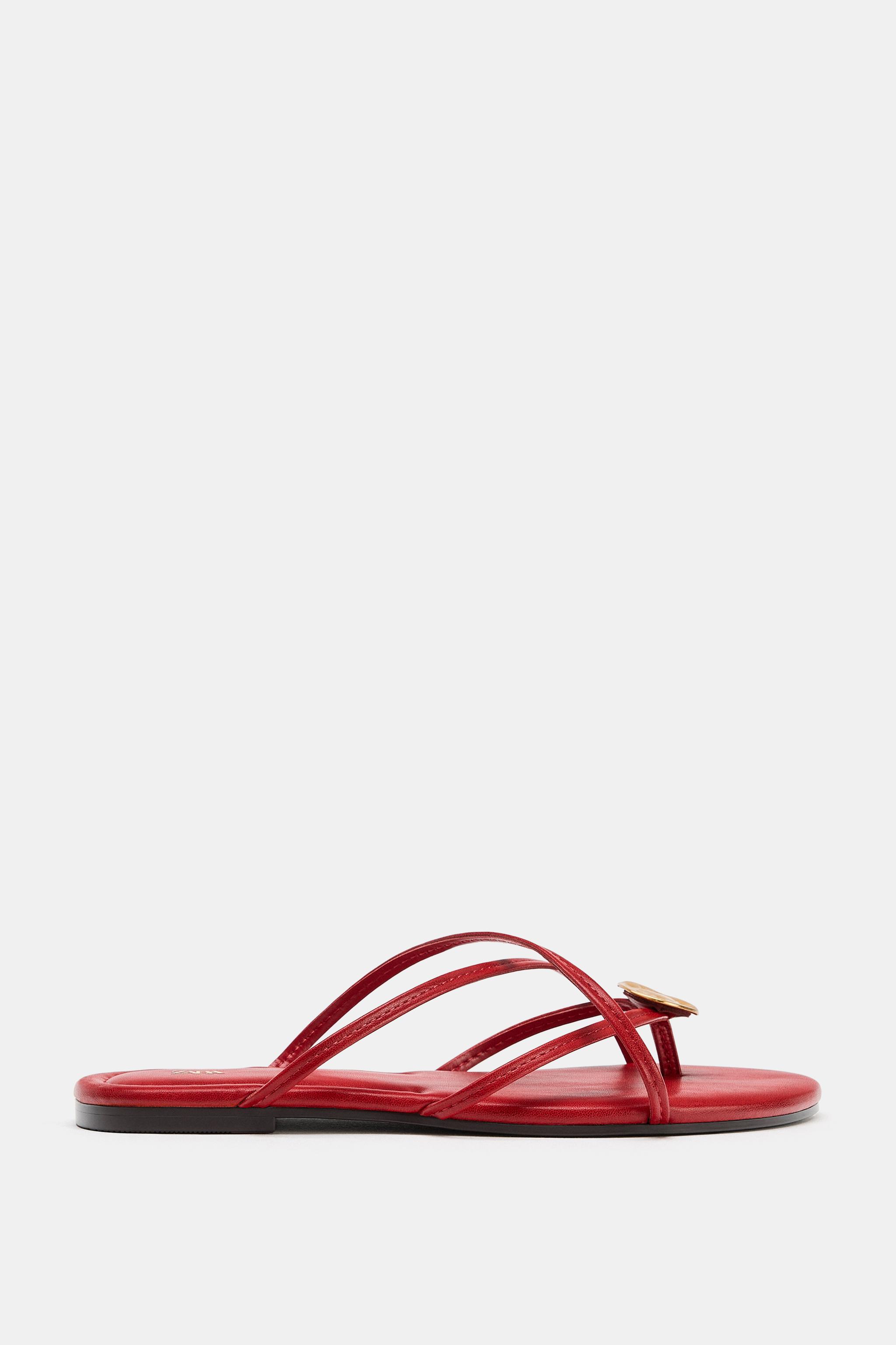 マルチストラップ フラットサンダル - レッド | ZARA Japan / 日本