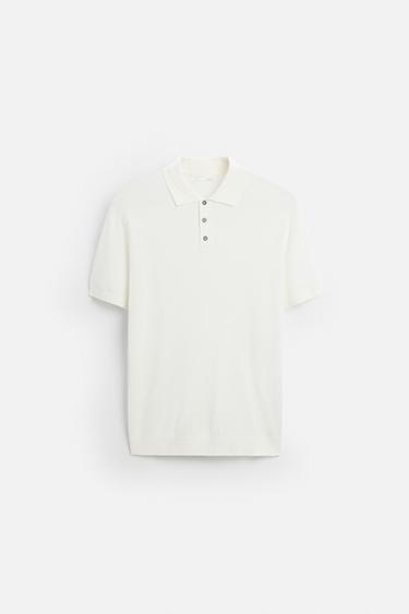 REGULAR FIT KNITTED POLO SHIRT - Oyster-white by Zara