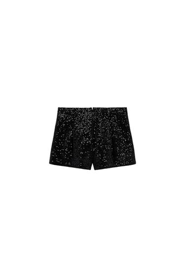 SEQUINNED VELVET SHORTS