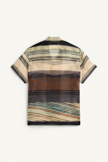 CHEMISE EN ORGANZA 100% SOIE PAILLETTES - Vert / Bleu de Zara - Image 4