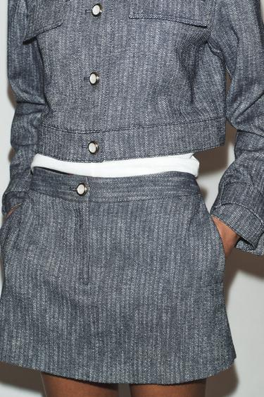 TEXTURED SKORT - Blue/White by Zara