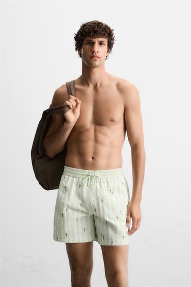 MAILLOT DE BAIN MOYEN BRODÉ - Vert pastel de Zara - Image 1