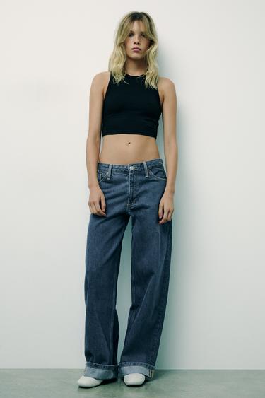 Zara CROP RIB HALTER TOP - Black