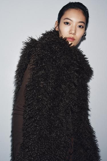 FAUX FUR GILET - Brown by Zara - Image 1