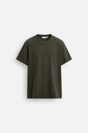 WASHED SLIM FIT T-SHIRT - Black / Brown by Zara