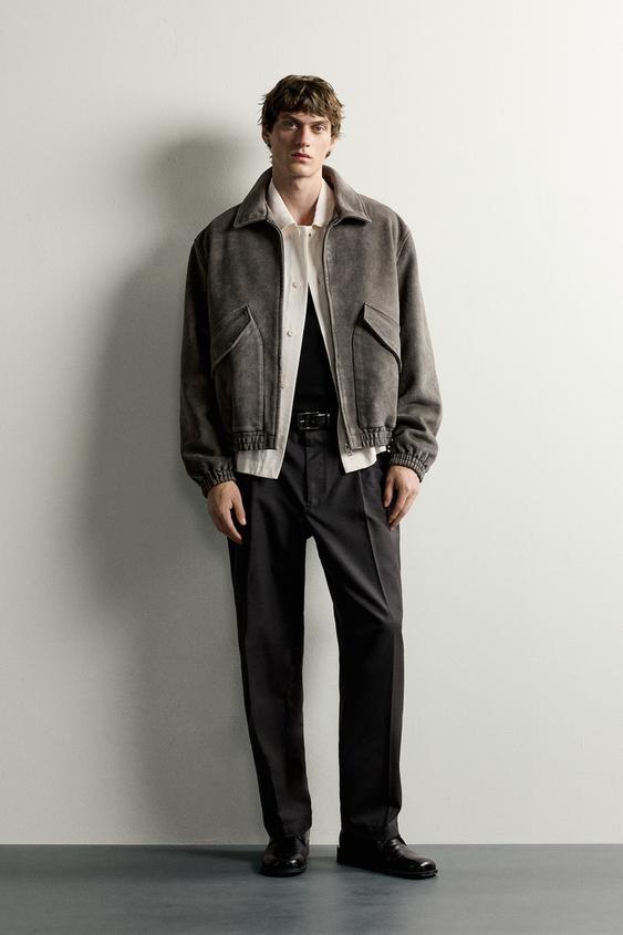 CAZADORA EFECTO ANTE LAVADA - Gris antracita de Zara - Imagen 0