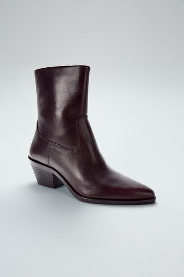 ШКІРЯНІ КОВБОЙСЬКІ ЧЕРЕВИКИ - Бордово-червоний Zara