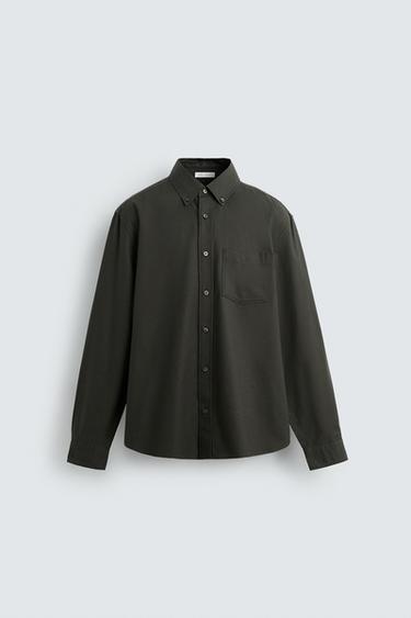 CAMISA ESTRUCTURA OXFORD - Khaki de Zara