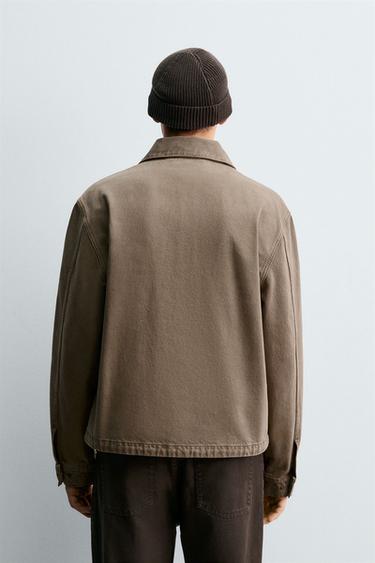 VESTE EN JEAN ZIPPÉE - Marron / Taupe de Zara - Image 2