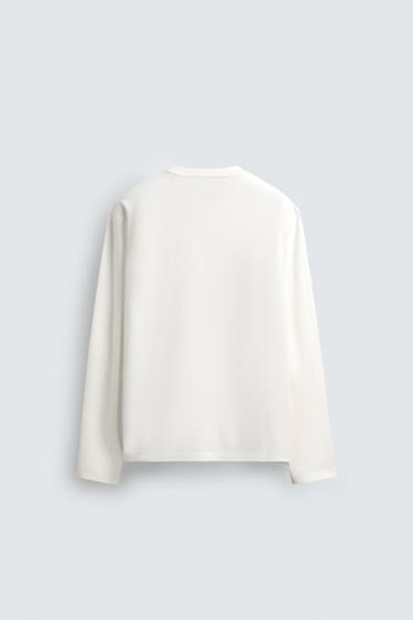 T-SHIRT MEDIUM WEIGHT À MANCHES LONGUES - Blanc de Zara - Image 6