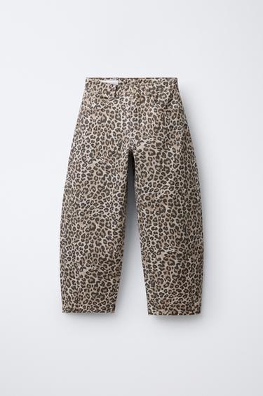 BARREL ANIMAL PRINT JEANS - Brown by Zara