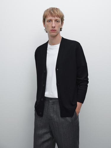 Cárdigan punto 100% algodón - Marino de Zara