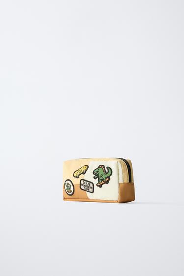 TOILETRY BAG WITH PATCHES - Sand Brown by Zara - Image 1