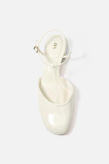 Zara PATENT EFFECT STRAPPY SLINGBACK SHOES - White