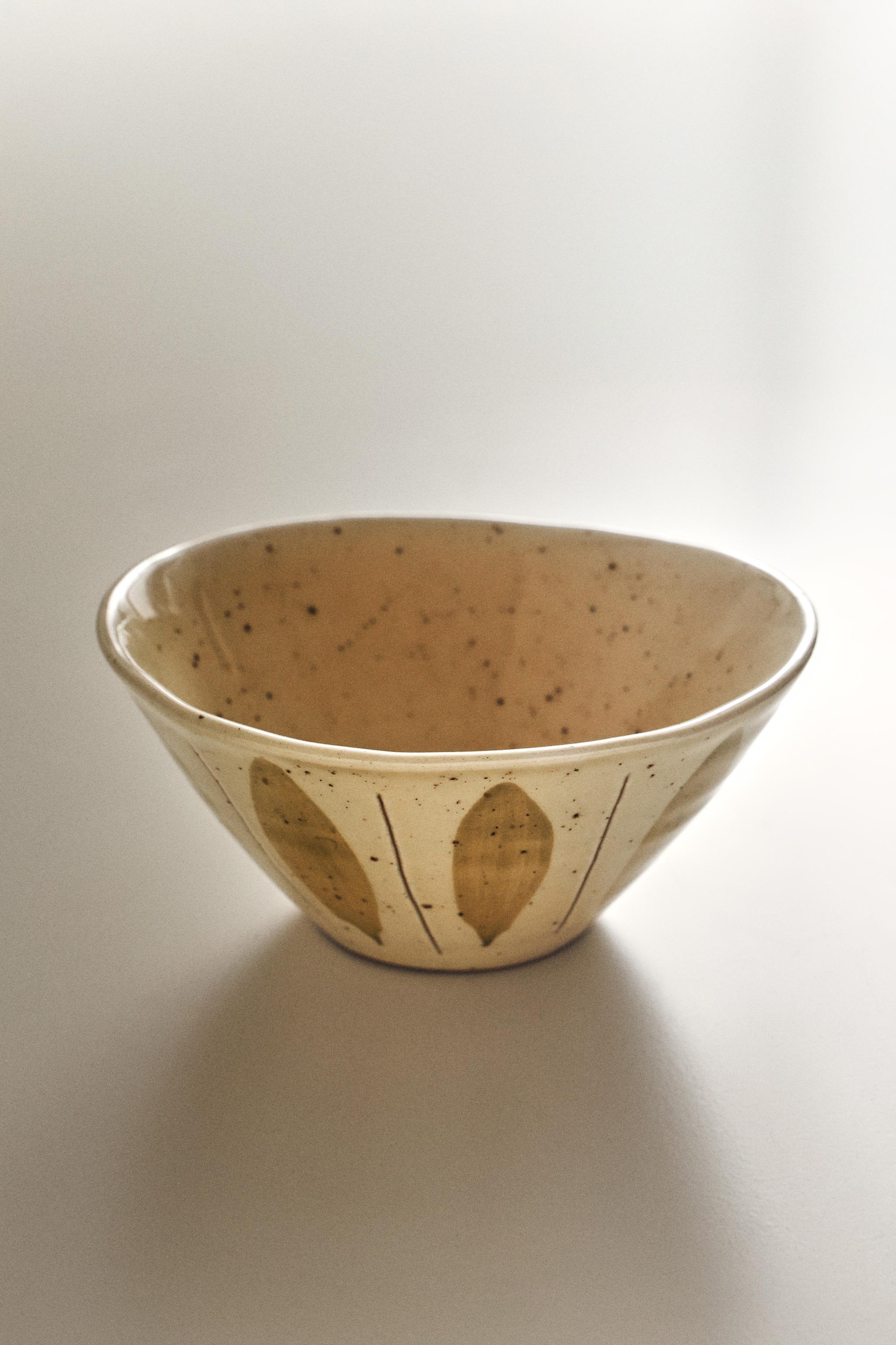 EARTHENWARE BOWL WITH OVALS — Green