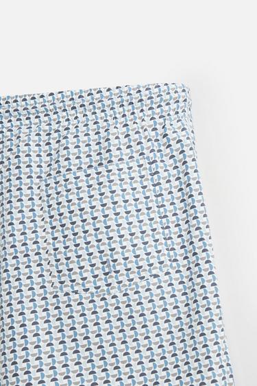 GEOMETRIC PRINT MID-LENGTH SWIMMING TRUNKS - Sky blue by Zara - Image 3