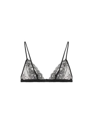 TRIANGEL-BRALETTE AUS SPITZE - Schwarz von Zara