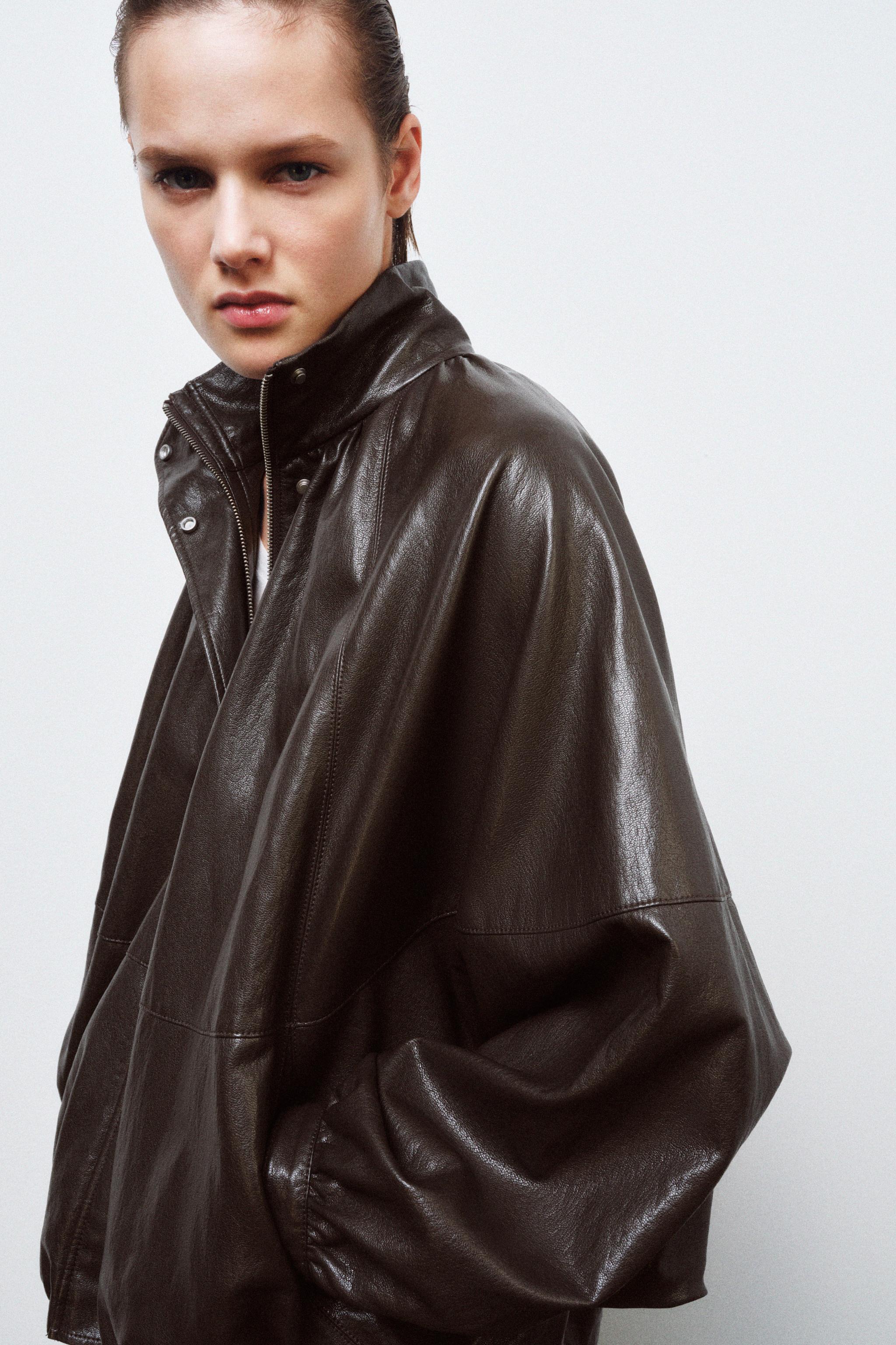 FAUX LEATHER BOMBER JACKET ZW COLLECTION