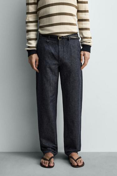 LIGHTWEIGHT REGULAR FIT TROUSERS - Blue / Indigo by Zara