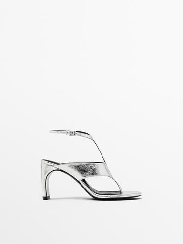 Zara Metallic heeled sandals - Silver