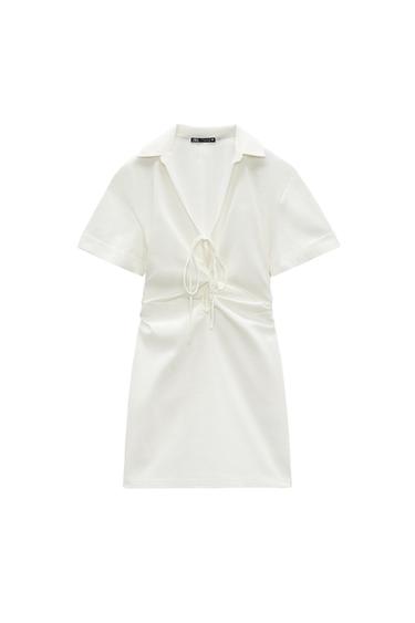 STRETCH LINEN BLEND DRESS