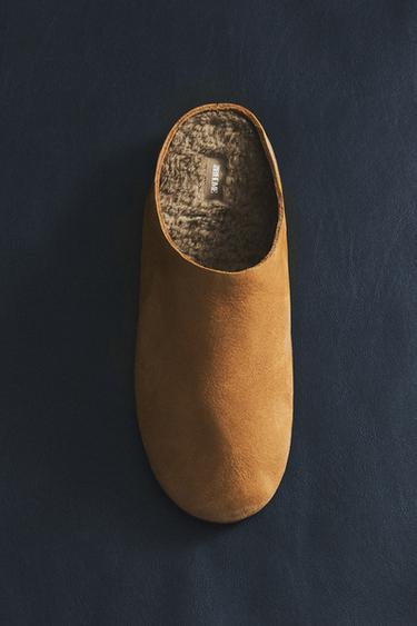 CHAUSSONS OUVERTS À L'ARRIÈRE EN CUIR CHAUD - Marron de Zara - Image 5
