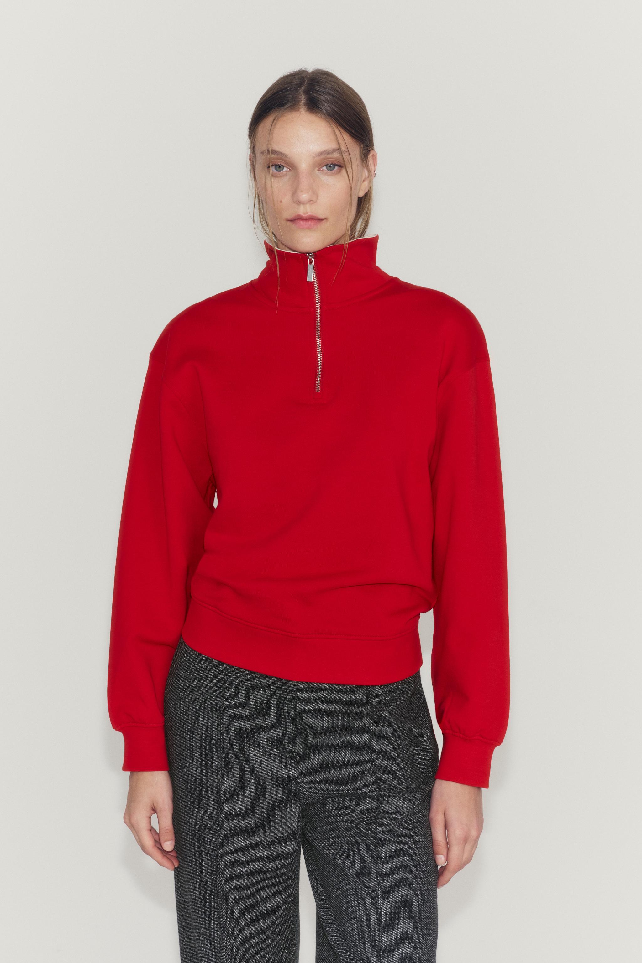 ZIP-UP SWEATSHIRT — Red