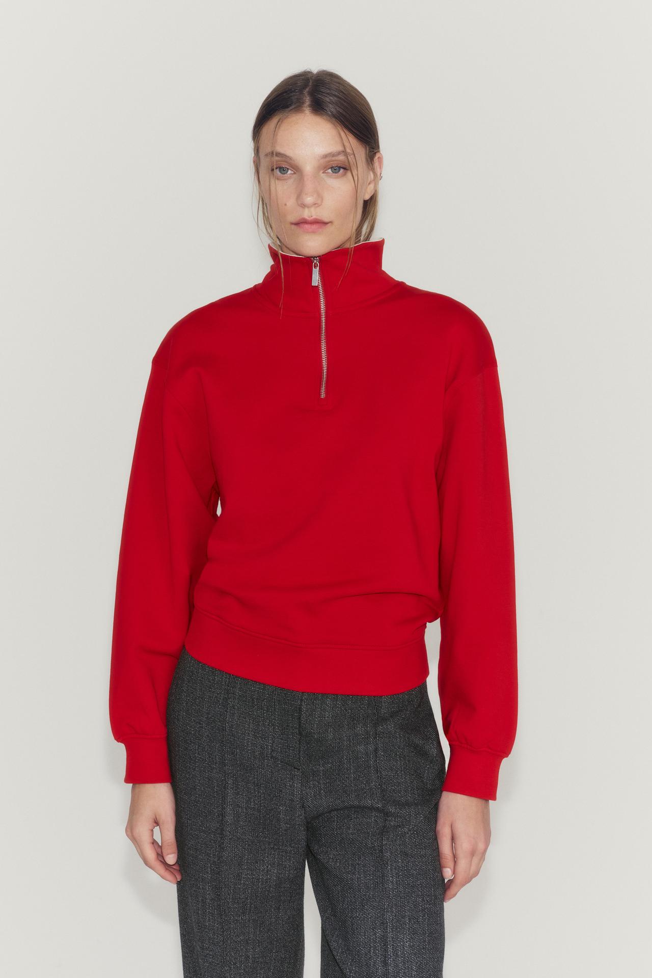 ZIP-UP SWEATSHIRT — Red