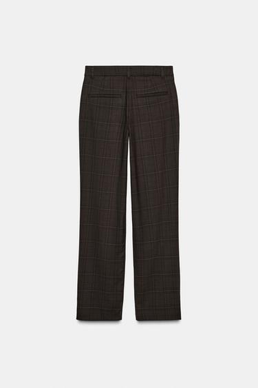 CHECK TROUSERS WITH SEAM DETAILS - Khaki by Zara - Image 7