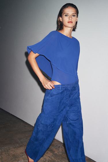 ASYMMETRIC CAPE BODYSUIT - Blue by Zara - Image 3