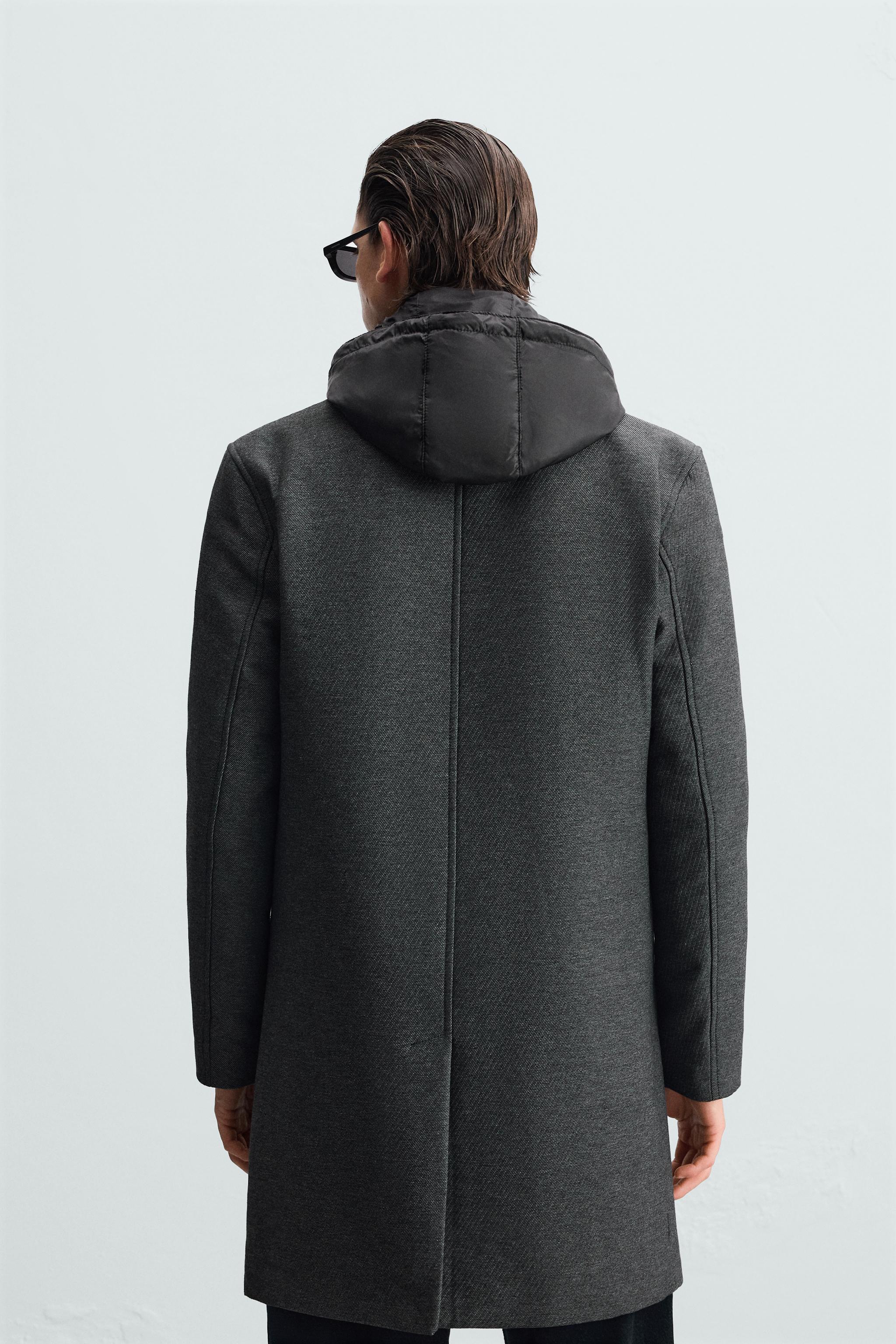 COAT WITH DETACHABLE HOOD - Mid-grey | ZARA New Zealand