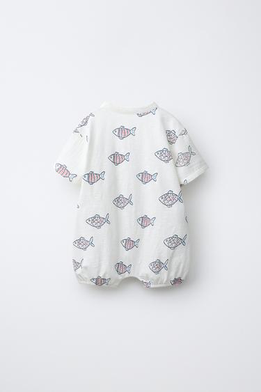 PRINTED FISH WRAP ROMPER - White by Zara - Image 1