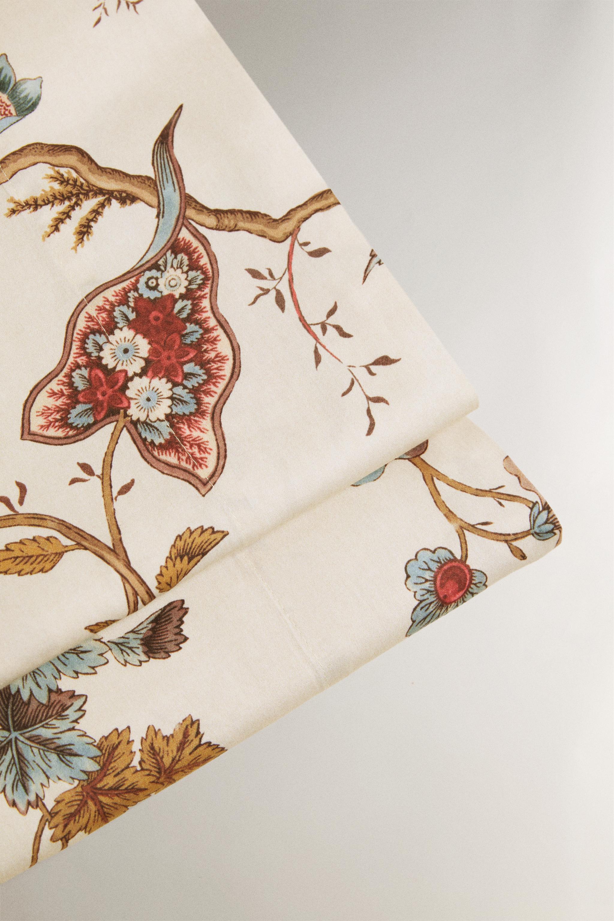 KATHARINE POLE FLORAL SATEEN FLAT SHEET - Oyster-white | ZARA
