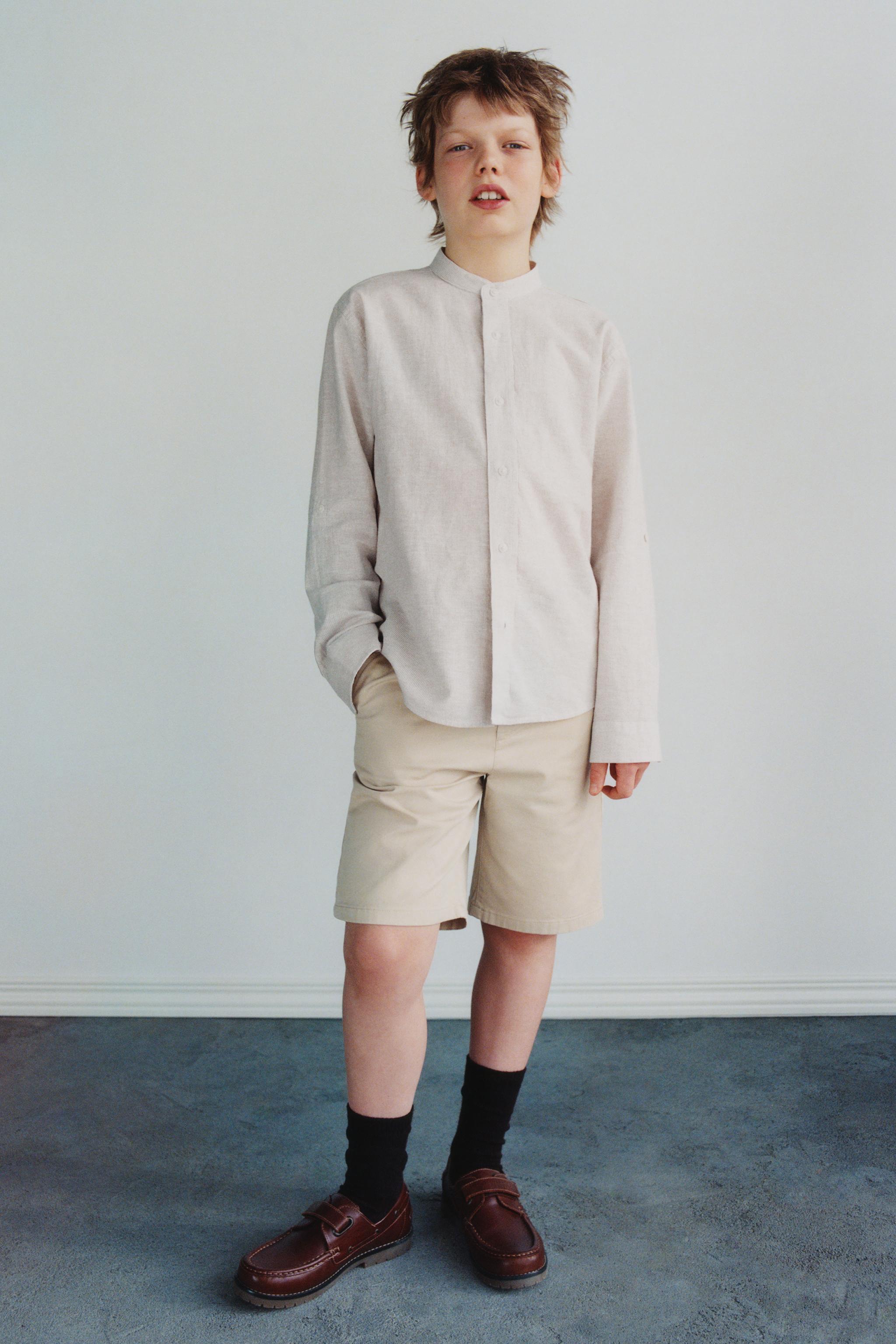 CHEMISE À RAYURES AVEC COTON ET LIN