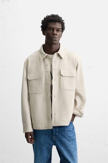 COMFORT TEXTURED OVERSHIRT - Beige by Zara