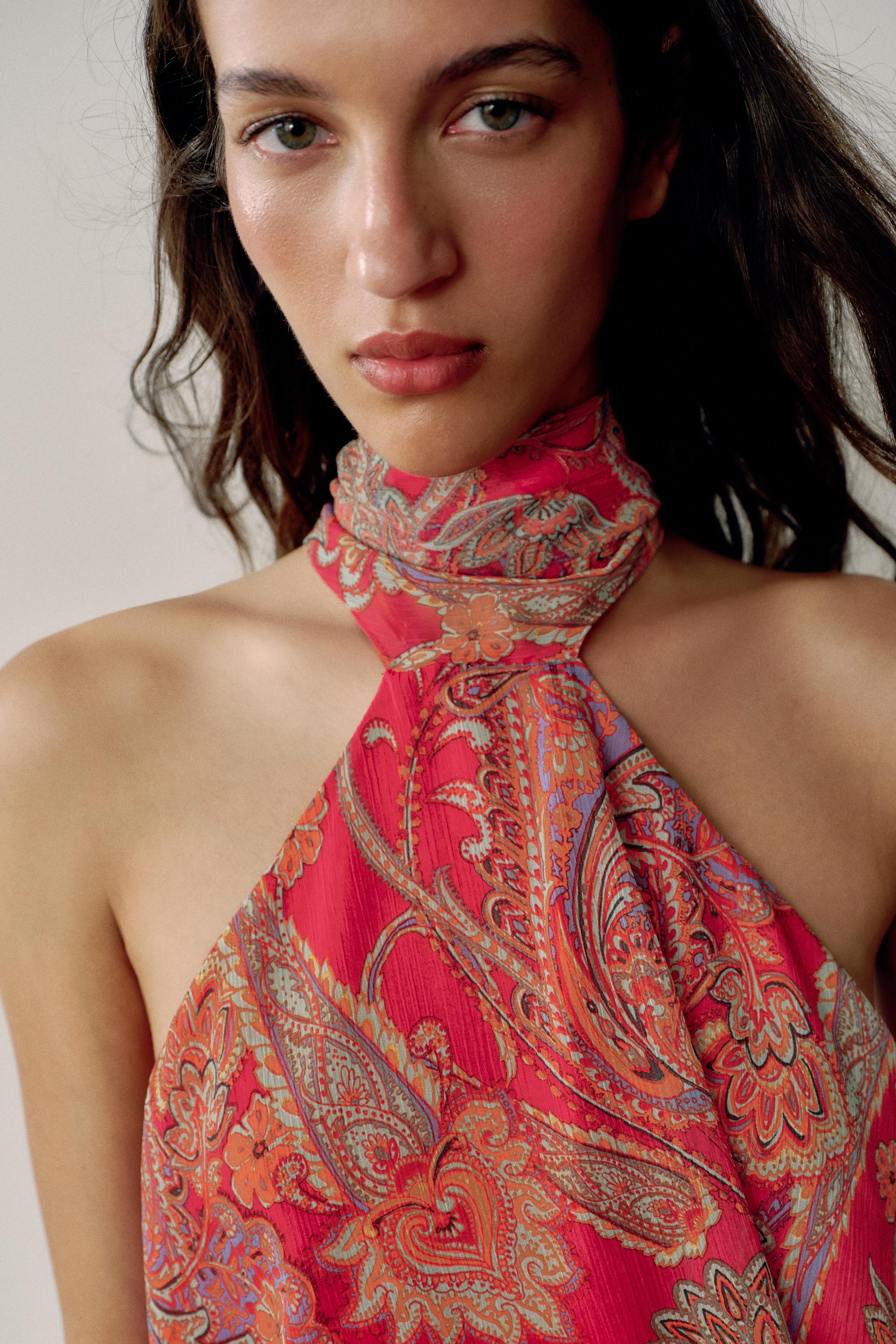 TIE HALTER TOP — Multicolored
