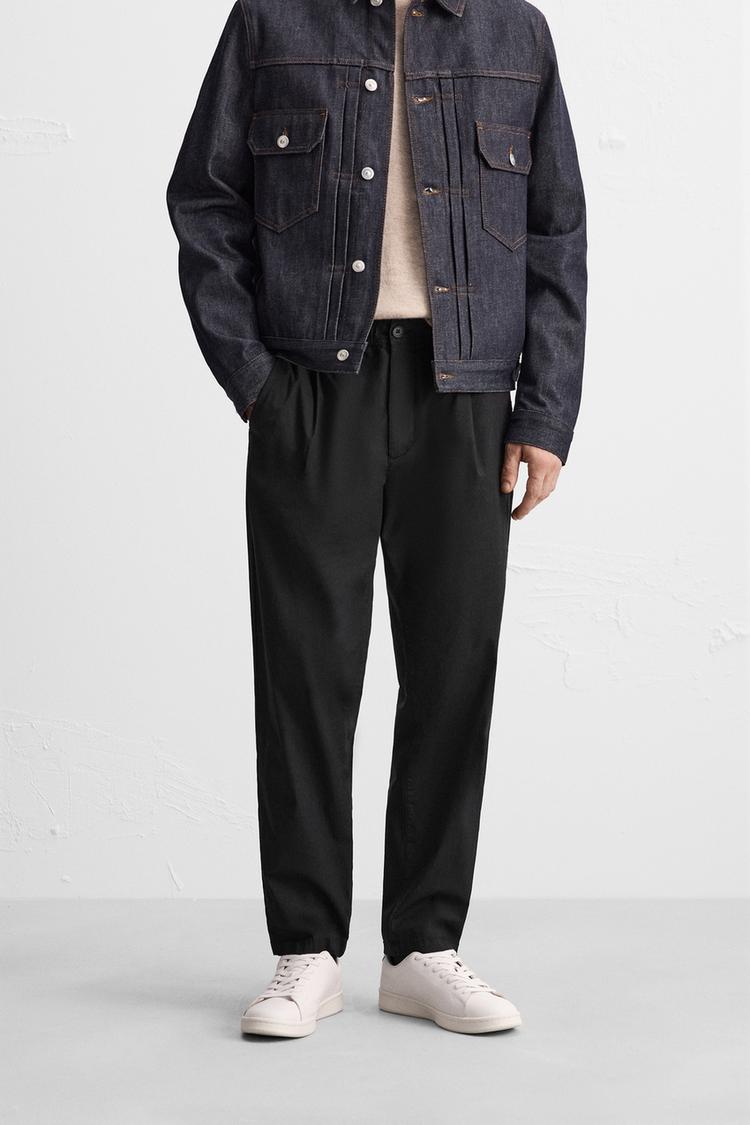 SLIM FIT POPLIN TROUSERS