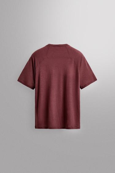 JACQUARD STRIPED WOOL BLEND T-SHIRT - Pale pink by Zara - Image 1