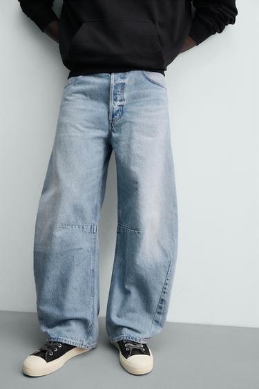 JEAN RELAXED BARREL FIT À PINCES - Bleu clair de Zara - Image 4