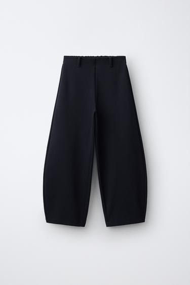Zara TEXTURED BARREL PANTS - Navy blue - Image 0