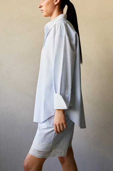 STRIPED SHIRT WITH COLLAR - Blue by Zara - Image 6