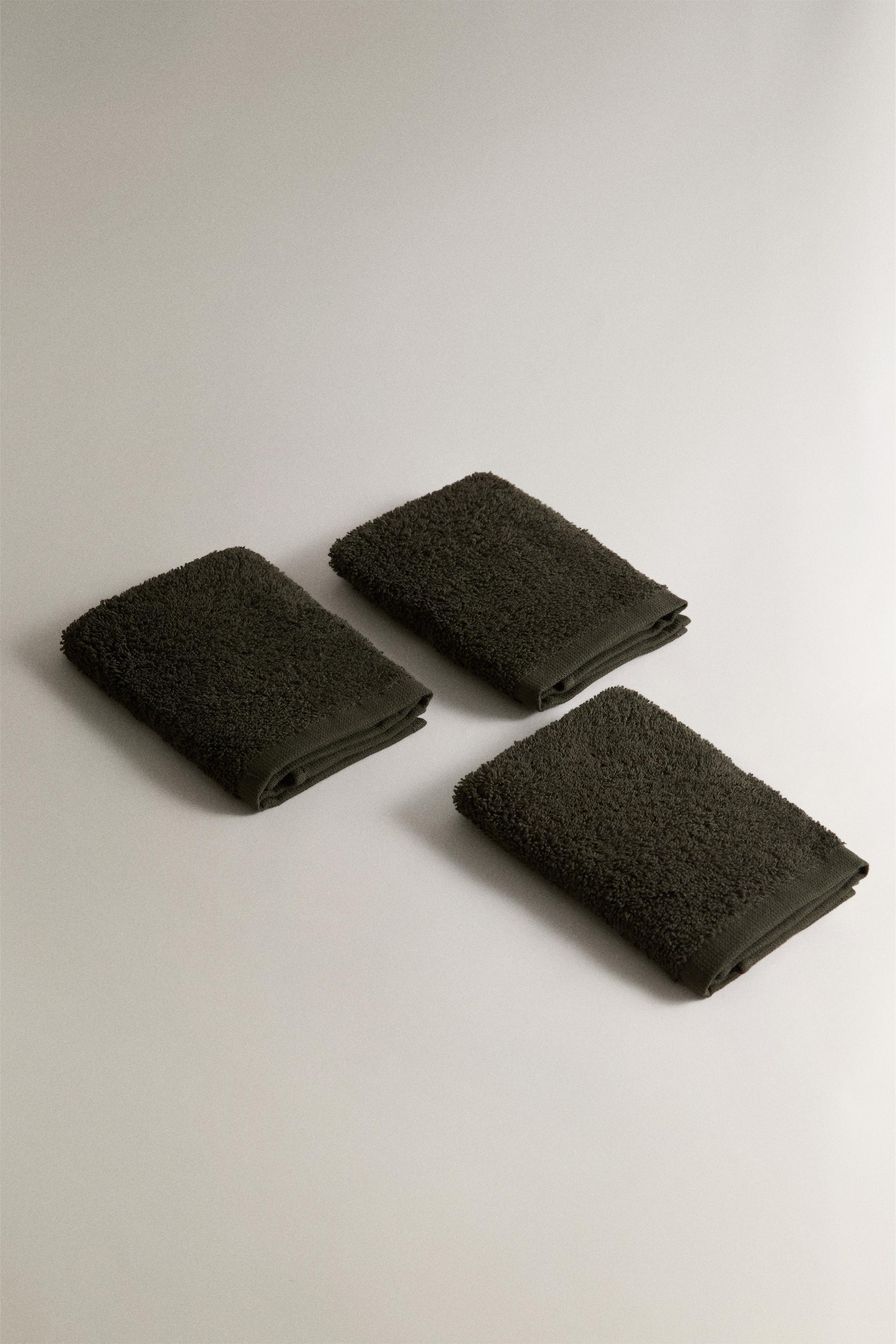 PACK OF COTTON HAND TOWELS (PACK OF 3) — Dark green