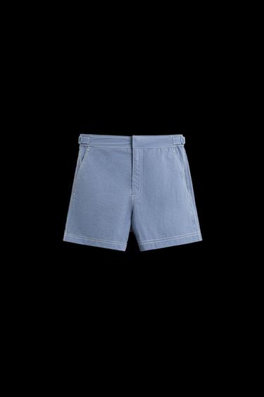 MITTELKURZE BADEHOSE MIT KONTRAST-WASHING - Blau von Zara - Bild 0
