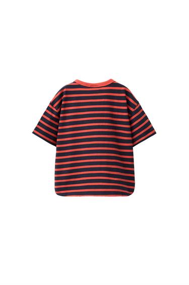 STRIPED PRINT T-SHIRT — Cherry red 2