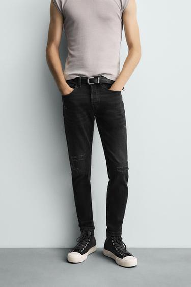 JEANS SKINNY FIT ستايل ممزّق - فحمي الخاص بـ Zara