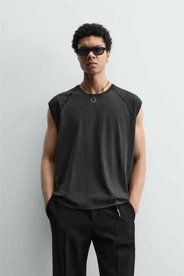 DÉBARDEUR LAVÉ - Anthracite foncé de Zara - Image 1